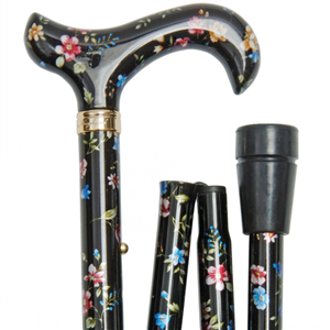 Folding Cane Black Floral