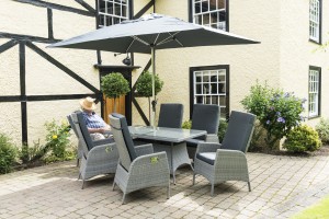 Chatsworth Rectangle Dining 6 Reclining Chairs 2 Colours