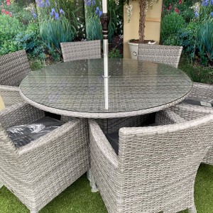 Chatsworth Round Dining Set with 6 Arm Chairs 2 Colours