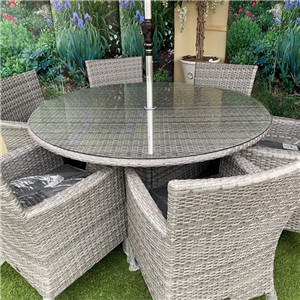 Chatsworth Round Dining Set with 6 Arm Chairs Dove Grey