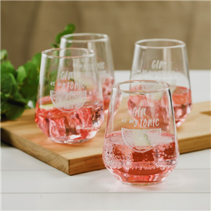 JSC 4 Stemless Glasses GIN